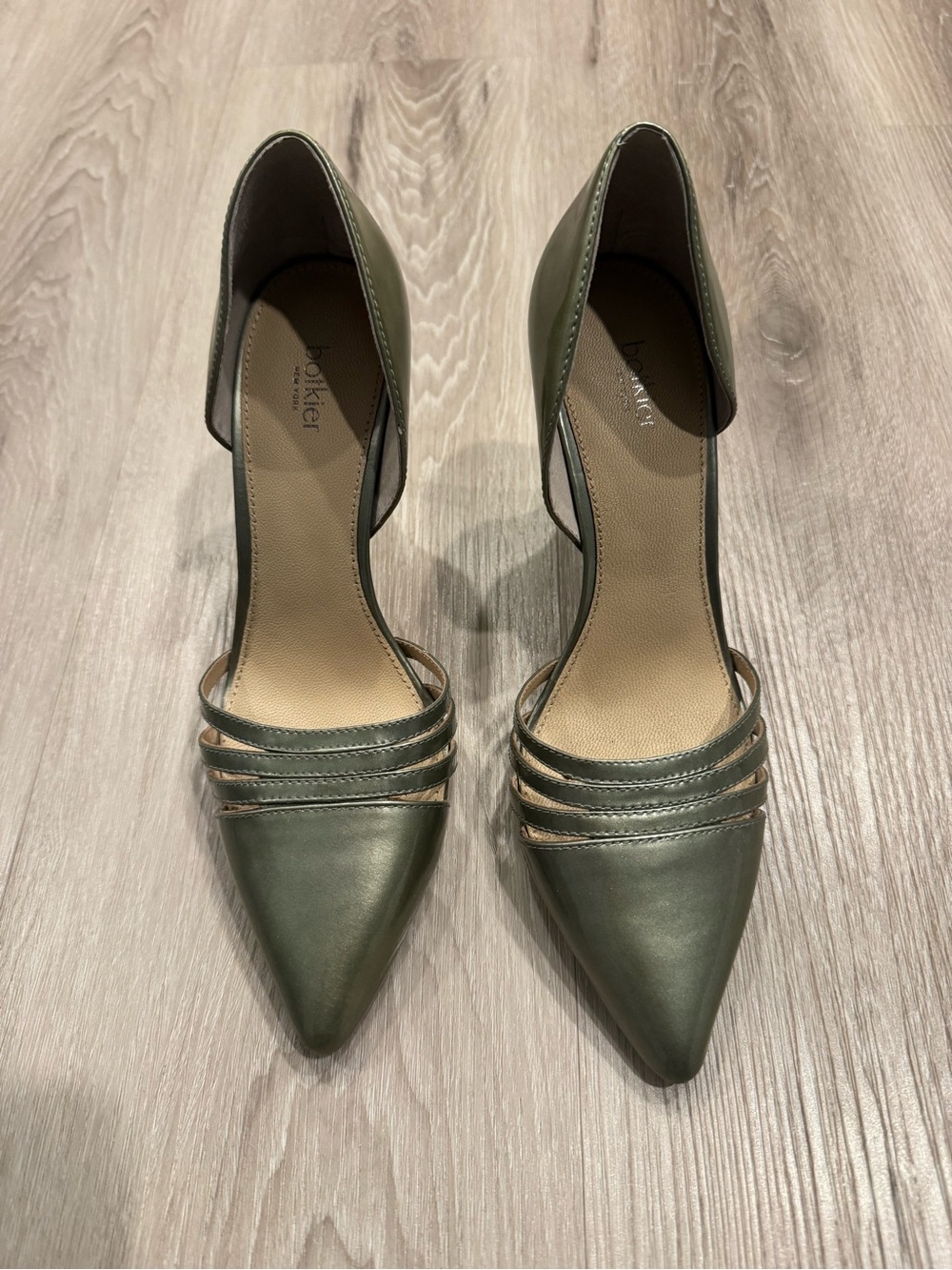 Botkier Silver Grey Pointed Heels with Triple Straps